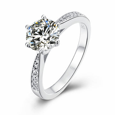 Women 1ct Moissanite Promise Ring 925 Silver Anniversary Engagement Wedding Ring