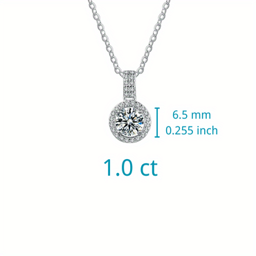 Women Stunning 925 Sterling Silver Moissanite Pendant Neckla