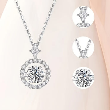 Women Moissanite Pendant Necklace Adjustable 925 Silver Pendant Necklace