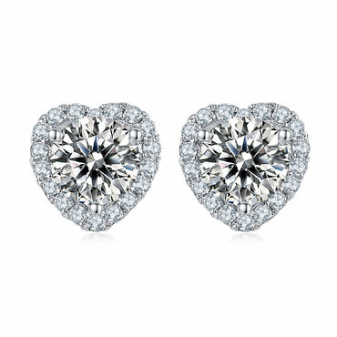 Women Heart-Shaped Moissanite Stud Earrings