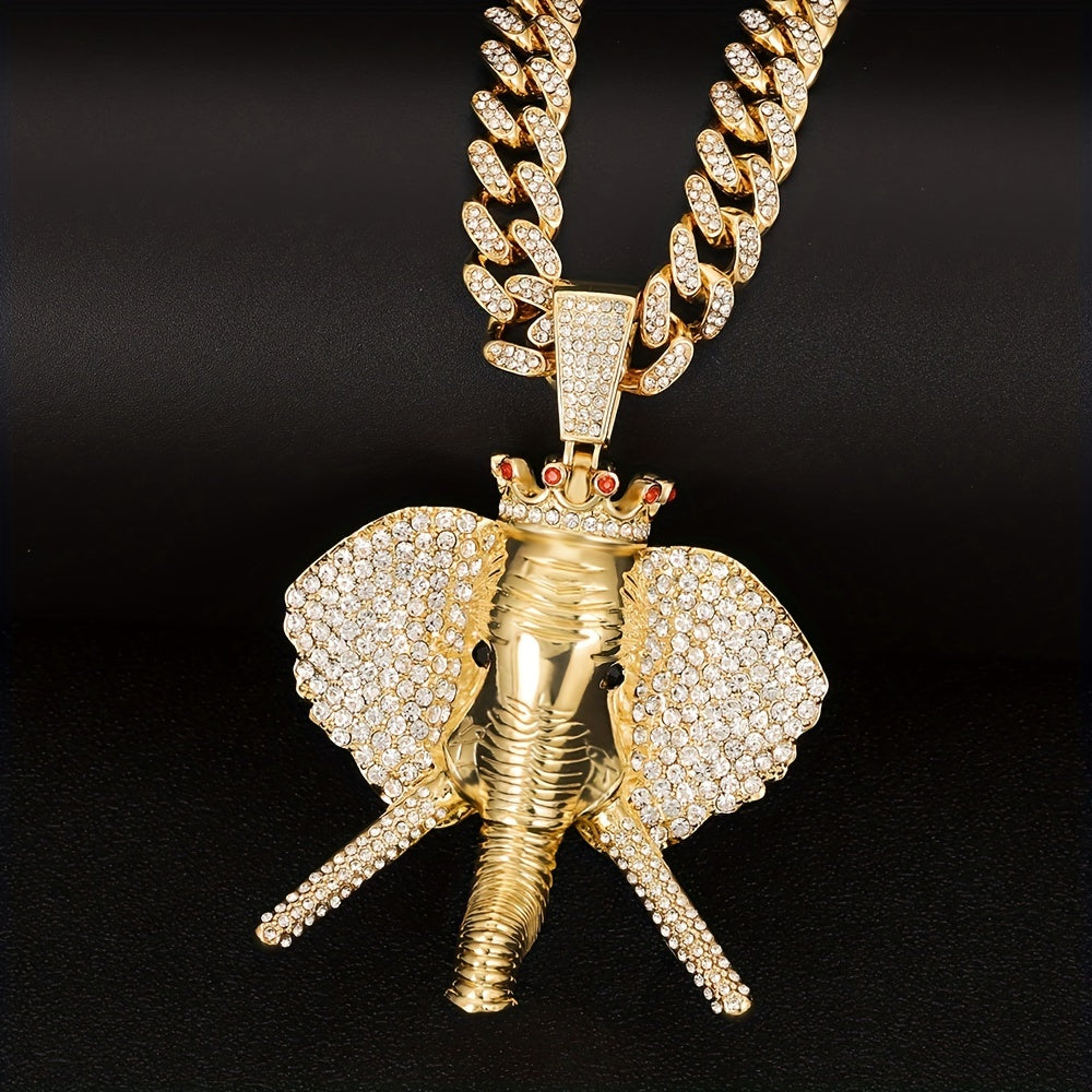 Hip Hop Charm King Of Elephant Pendant Necklace