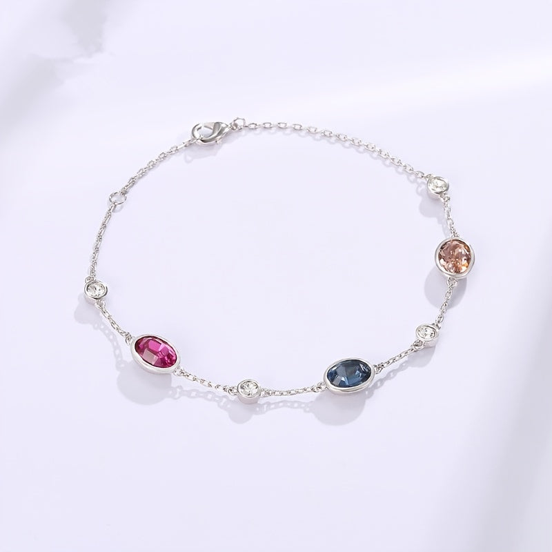 Women's 925 Silver Sparkly Zircon Beaded Bracelet