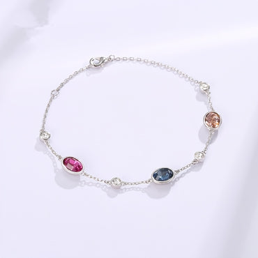 Women's 925 Silver Sparkly Zircon Beaded Bracelet