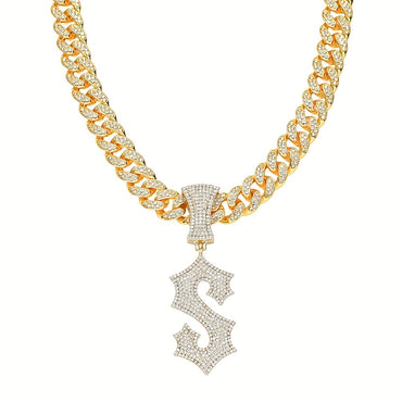 Rhinestone Letter "S" Pendant Necklace