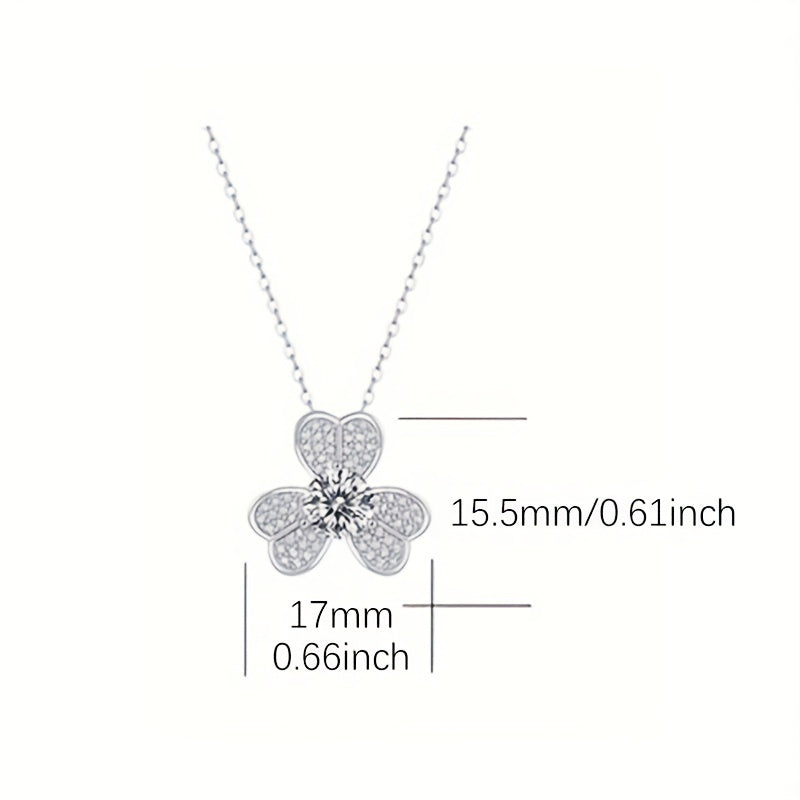 Women 925 Sterling Silver Flower Moissanite Necklace