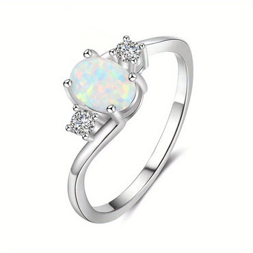 Moonstone Zircon Decor Copper Ring