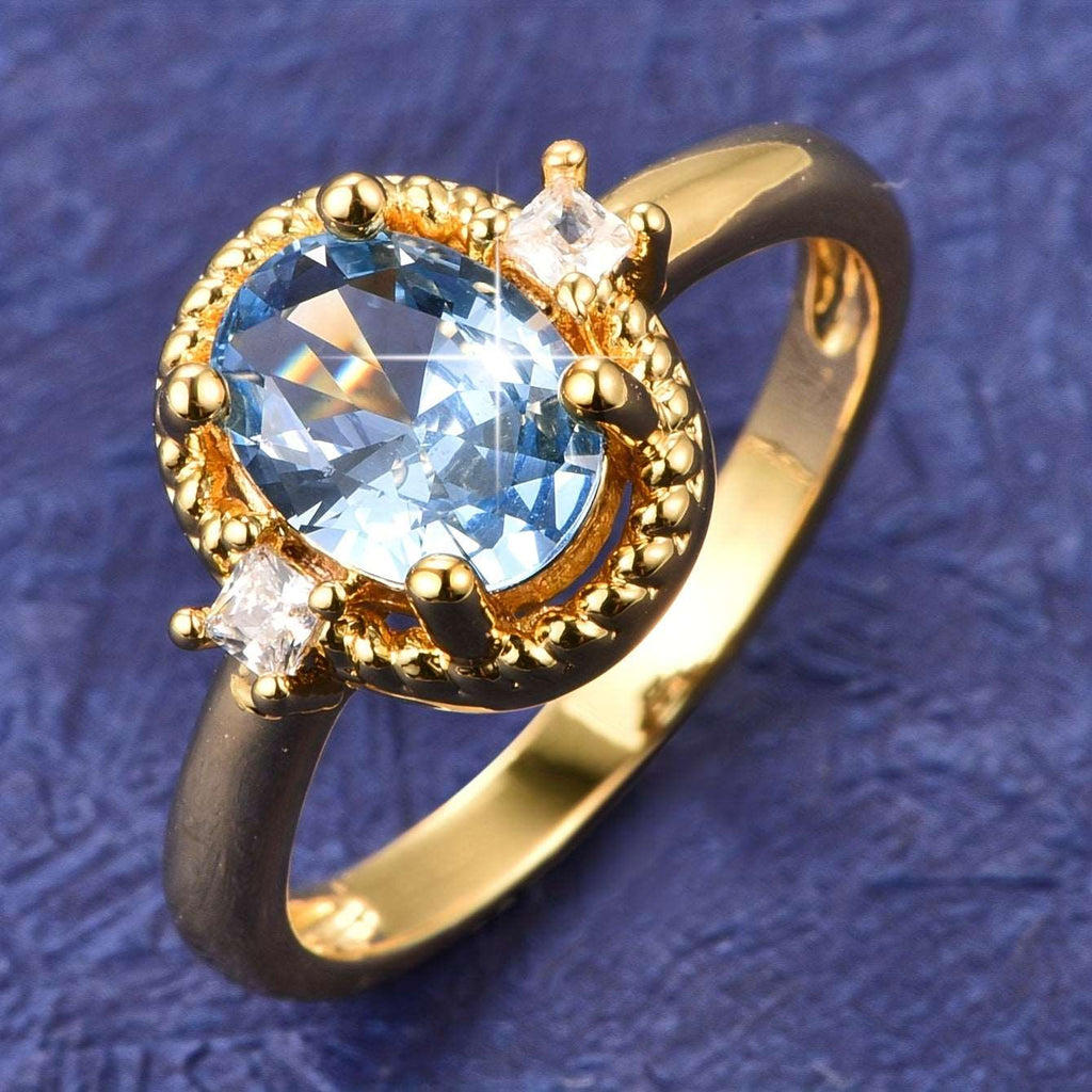 Blue Golden Plated Zircon Ring