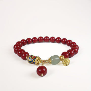 Natural Raw Ore Cinnabar Pendant Bracelet