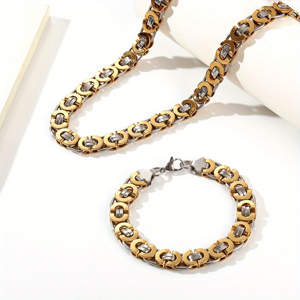 Men's 304 Stainless Steel Hip-hop Necklace Bracelet
