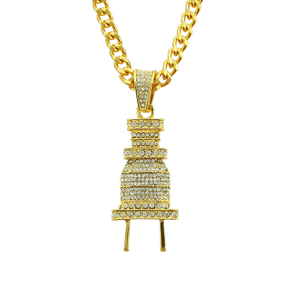 Cuban Link Chain Plug Pendant Necklace