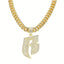 Name Initial "B" Rhinestone Studded Cuban Link Chain Necklace