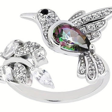 Silvery Bird-Shaped Opening Ring