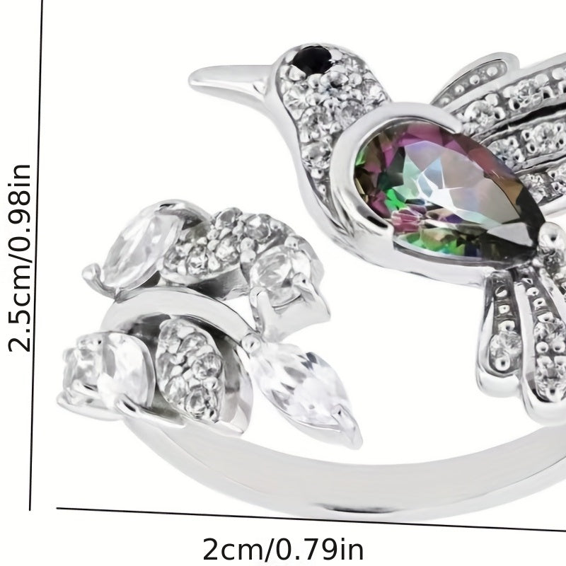 Silvery Bird-Shaped Opening Ring