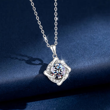 Women Moissanite Pendant Chain Wedding Necklace