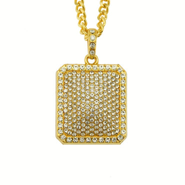 Heavy-duty Full Diamond Card Pendant Necklace