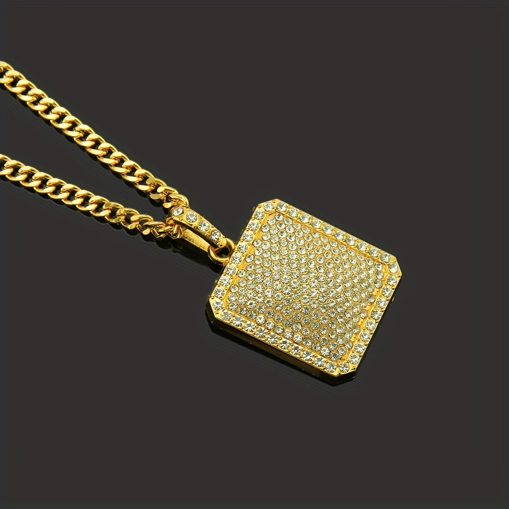 Heavy-duty Full Diamond Card Pendant Necklace