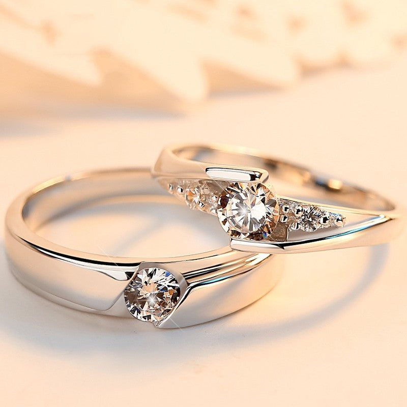 Women's 1Pair 925 Sterling Silver Moissanite Couple Rings