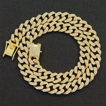 Gitter Hip-hop Style Golden Chain Necklace