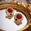 Wine Red Round Premium Elegant Vintage Earring