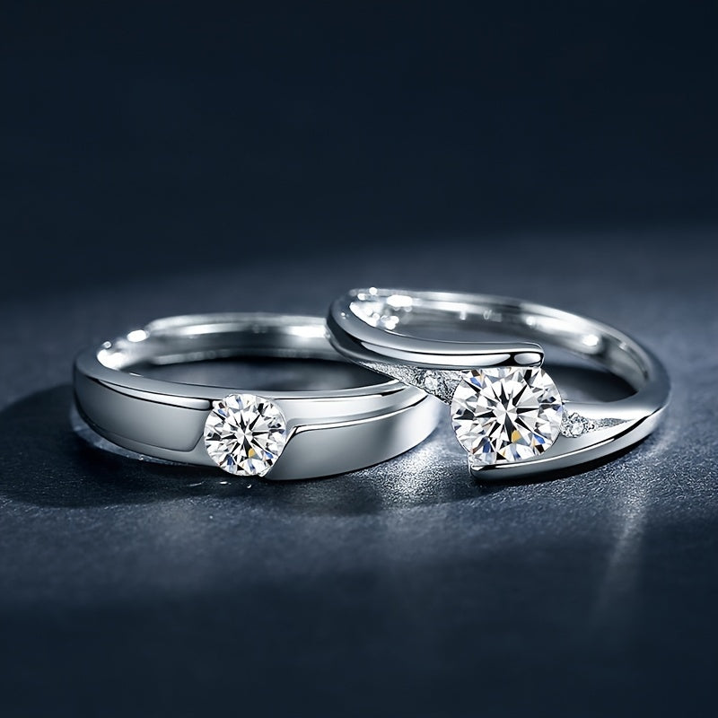 Women's 1Pair 925 Sterling Silver Moissanite Couple Rings