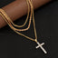 Punk Zircon Cross Multi-layer Pendant Necklace Set