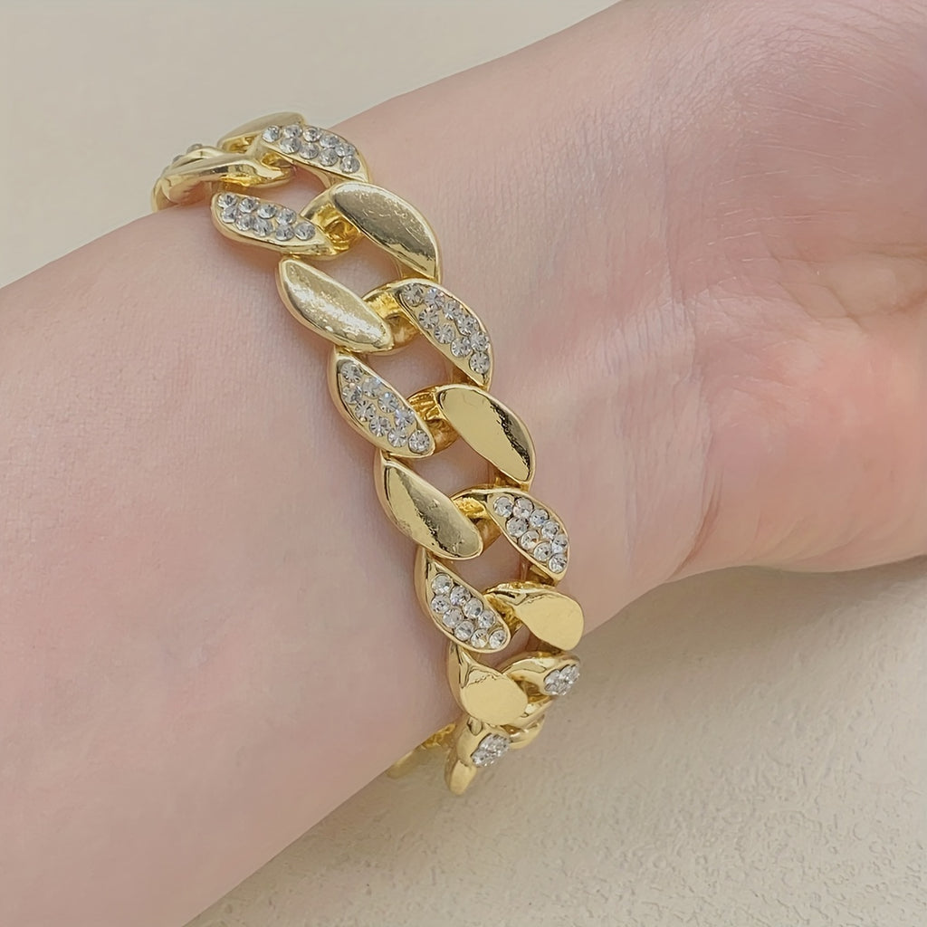 Golden Zircon Cuban Chain Domineering Bracelet