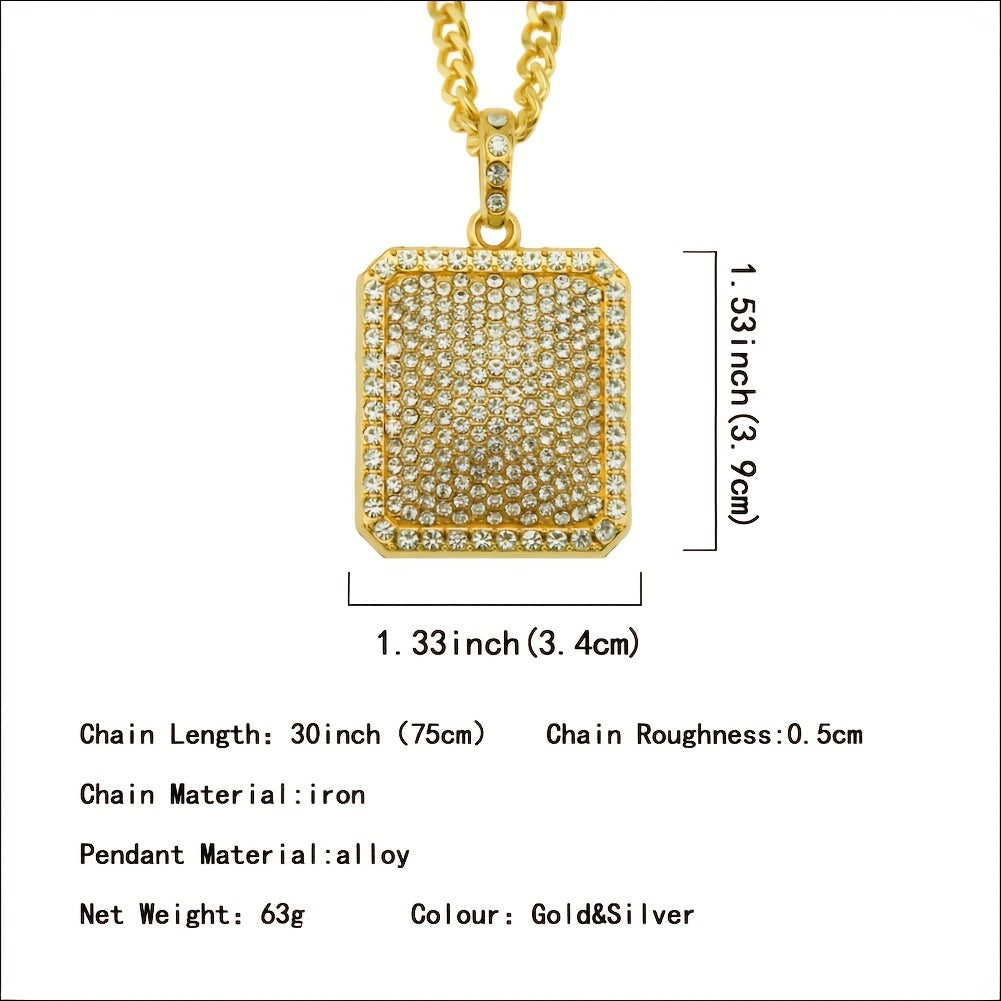 Heavy-duty Full Diamond Card Pendant Necklace