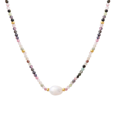 Natural Stone Vintage Pearl Pendant Necklace