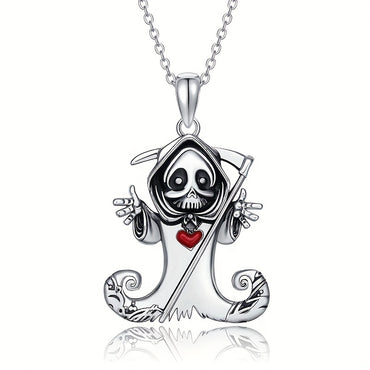 Scythe Skeleton Gothic Punk Pendant Necklace