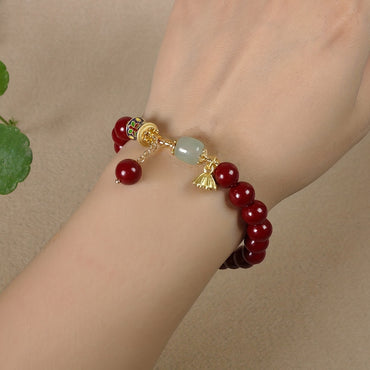 Natural Raw Ore Cinnabar Pendant Bracelet