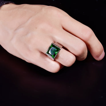 Men's Wedding Spinel 925 Sterling Band Ring