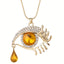 Rhinestone Evil Eye Water Drop Pendant Necklace