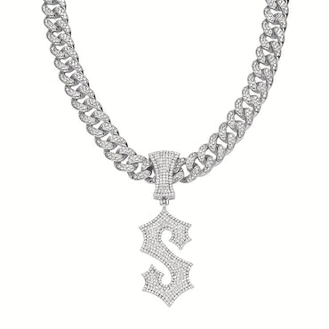 Rhinestone Letter "S" Pendant Necklace