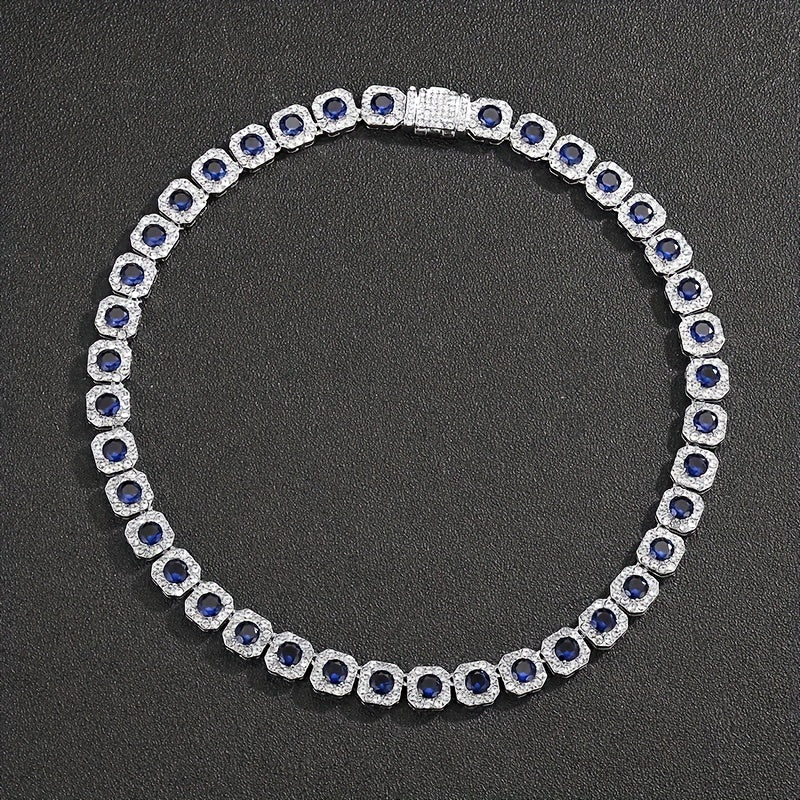 Row Of Tennis Chain Blue Rock Sugar Necklace