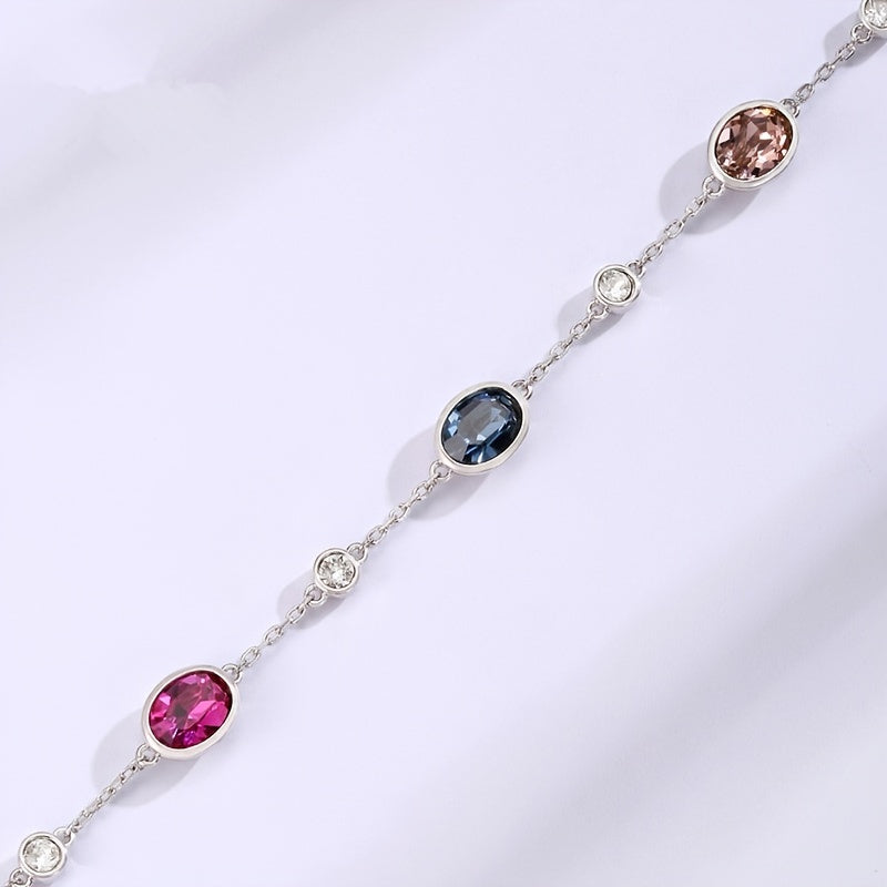 Women's 925 Silver Sparkly Zircon Beaded Bracelet