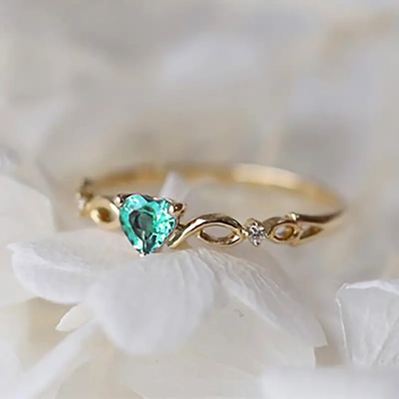 Heart Shape Synthetic Gemstones Ring