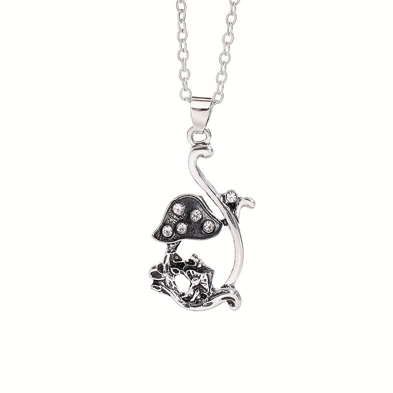 Red Mushroom Frog Inlaid Zircon Necklace