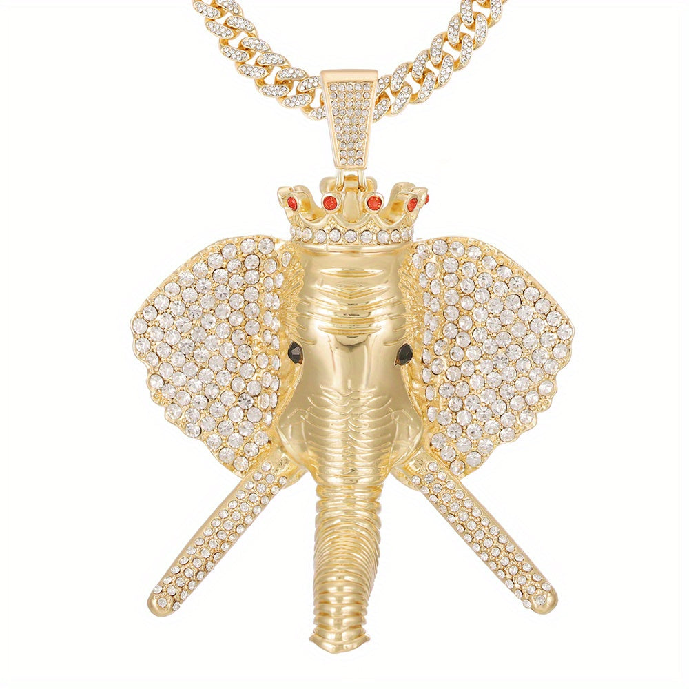 Hip Hop Charm King Of Elephant Pendant Necklace