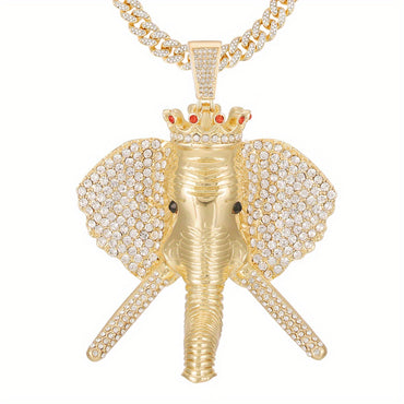 Hip Hop Charm King Of Elephant Pendant Necklace