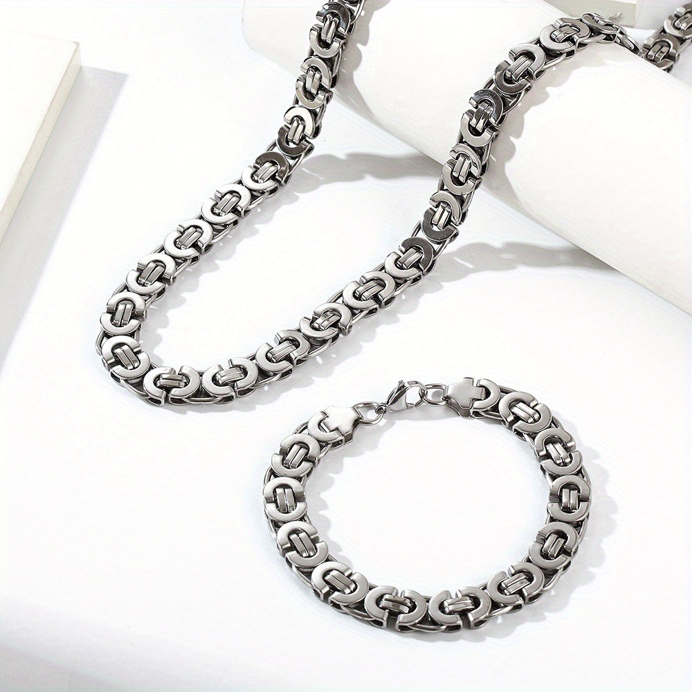 Men's 304 Stainless Steel Hip-hop Necklace Bracelet