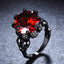 Gothic Inlaid Scarlet Zircon Skull Ring