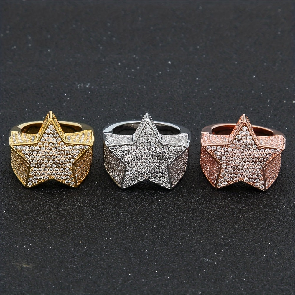 Pentagram Hip Hop Ring Copper Ring