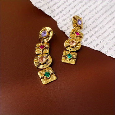 Vintage Rhinestone Dangle Multi-layer Drop Earrings