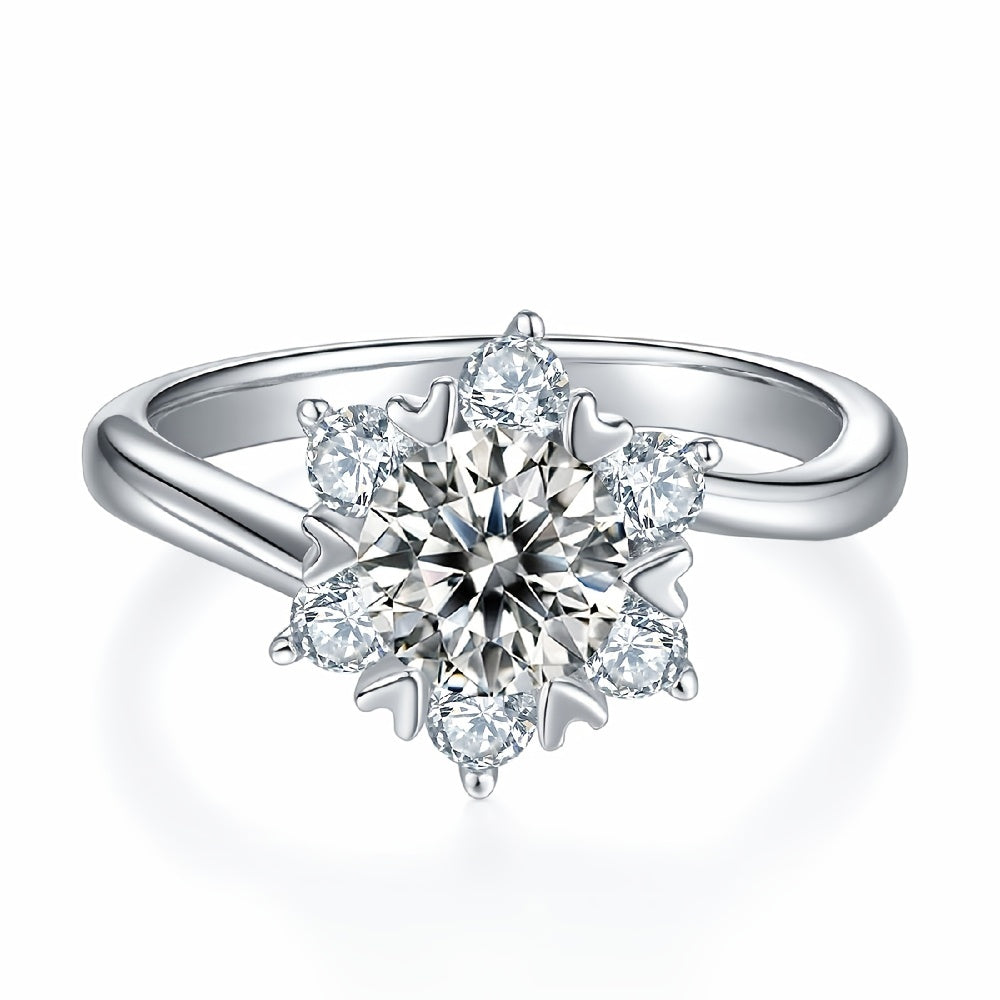 Women Flowers Moissanite Ring 1 Carat Round Wedding Ring