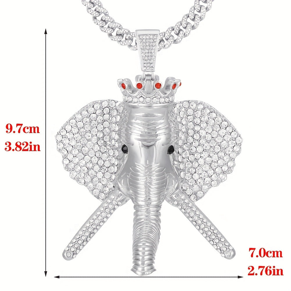 Hip Hop Charm King Of Elephant Pendant Necklace