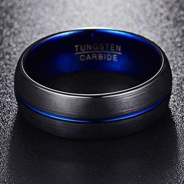 Black Round Frosted Blue Ring