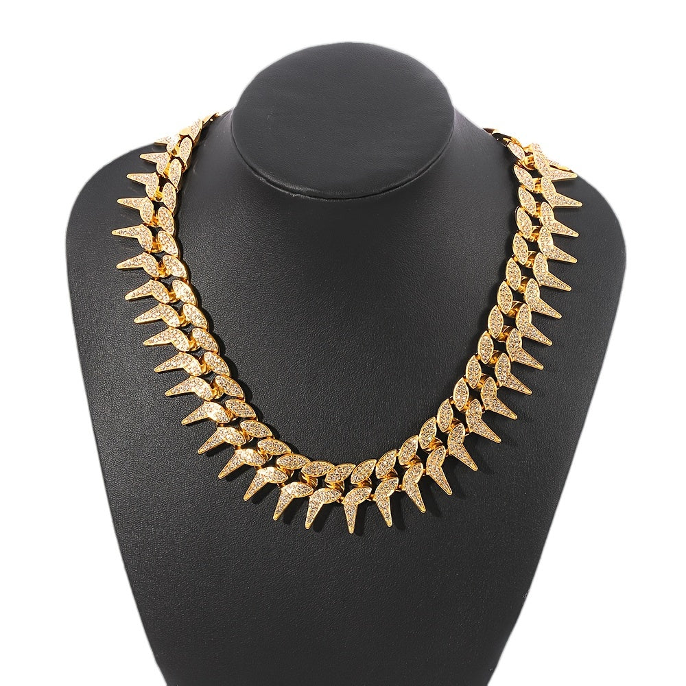 Heavy Iced Out Cuban Rivet Spike Thorns Link Bracelet Necklace