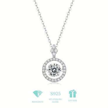 Women Moissanite Pendant Necklace Adjustable 925 Silver Pendant Necklace