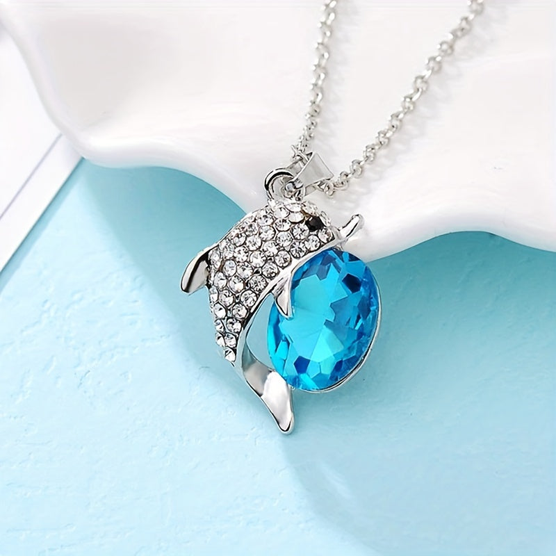 Sapphire Dolphin Pendant Necklace