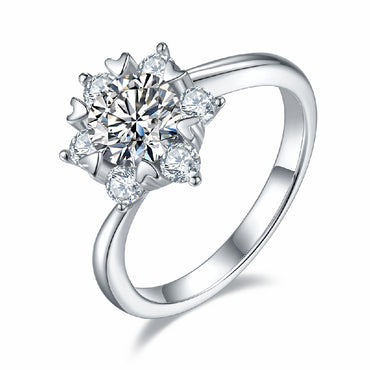 Women Flowers Moissanite Ring 1 Carat Round Wedding Ring